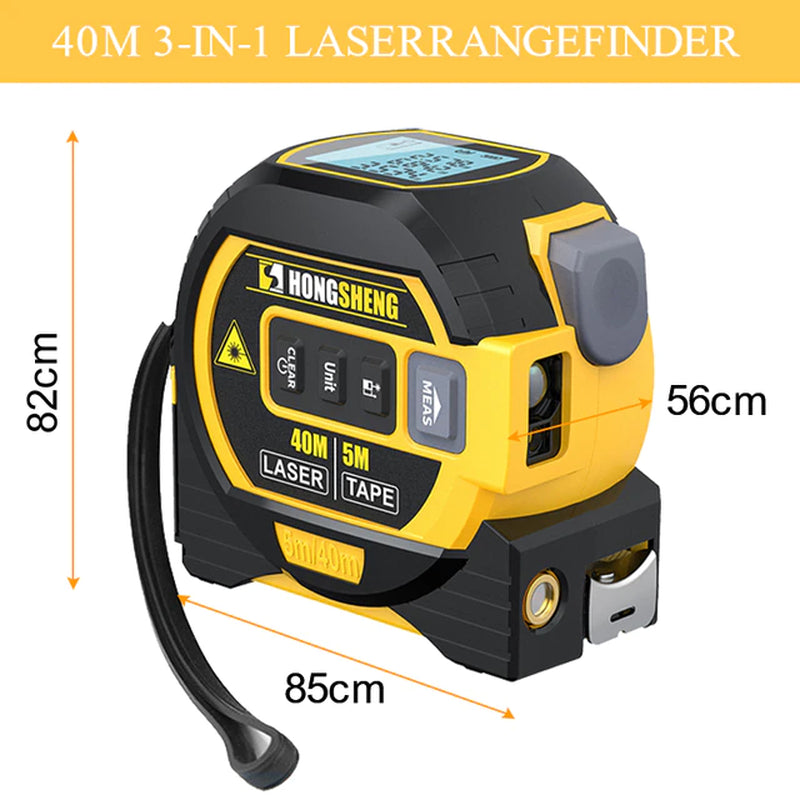 "Ultimate Laser Tape Measure: 3-In-1 Rangefinder, 5M Tape Measure, High-Precision Electronic Ruler for Intelligent Building Distance Measurement"