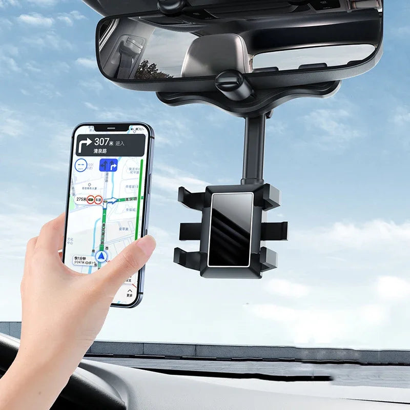 "Revolutionary Rotatable Car Phone Holder with Rearview Mirror Driving Recorder - the Ultimate DVR/GPS Mobile Phone Support for Safe and Convenient Driving"