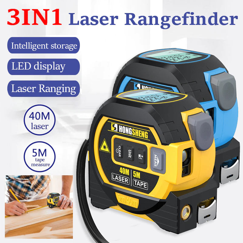 "Ultimate Laser Tape Measure: 3-In-1 Rangefinder, 5M Tape Measure, High-Precision Electronic Ruler for Intelligent Building Distance Measurement"