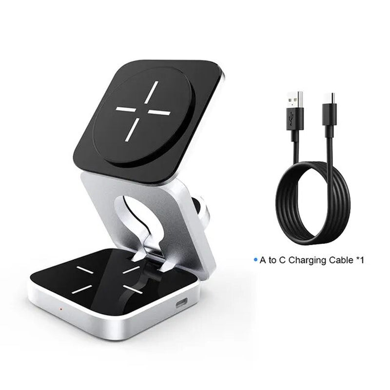 "Ultimate 3-In-1 Magnetic Wireless Charger Stand for Iphone 15/14/13 Pro/Max/Plus and Airpods 3/2 - Fast Charging Dock and Stylish Holder!"